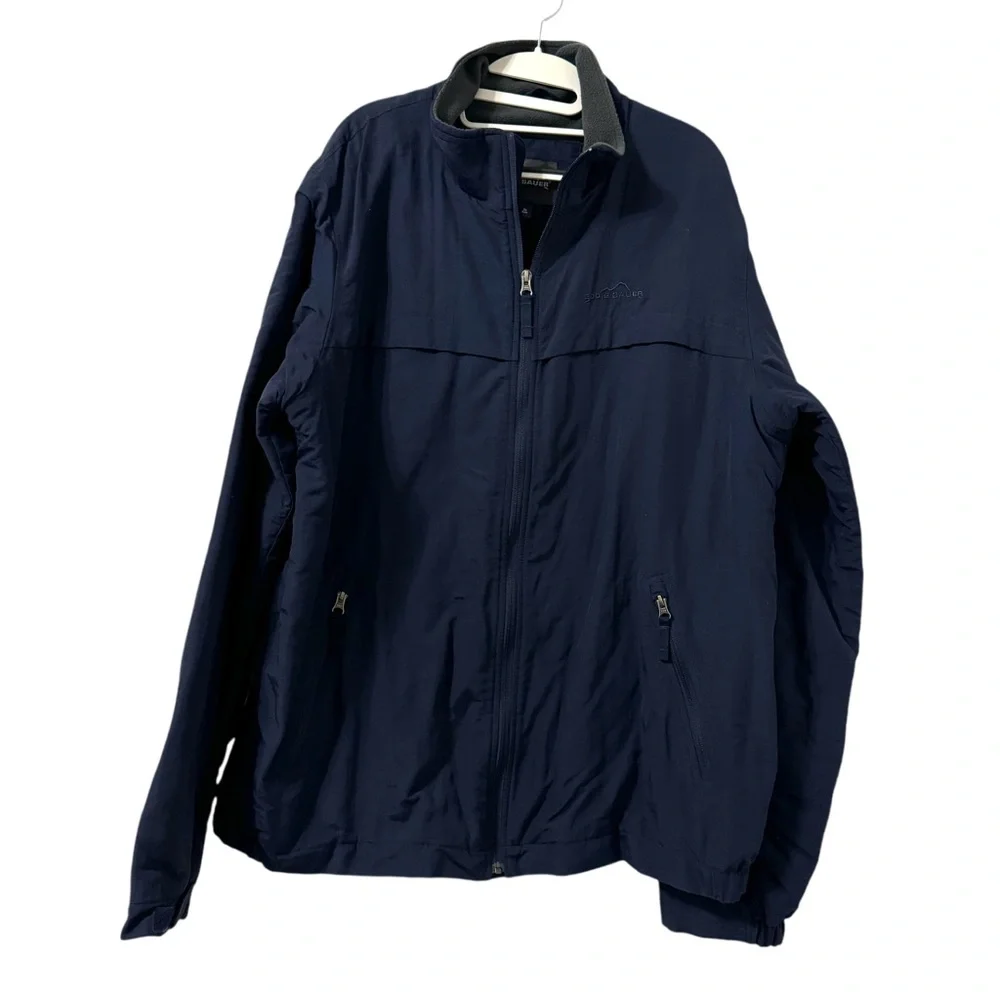 Eddie‎ Bauer Mens Blue Collared Zip Up Size XL Tall Thermore Insulated Outdoor